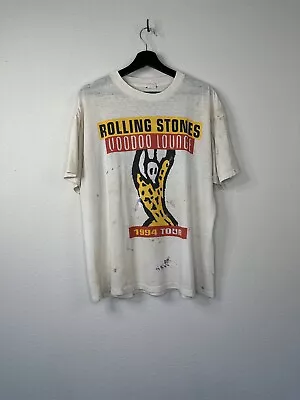 Vintage 1994 Rolling Stones Voodoo Lounge Shirt Sz Xl Wht Thrashed Single Stitch • $145