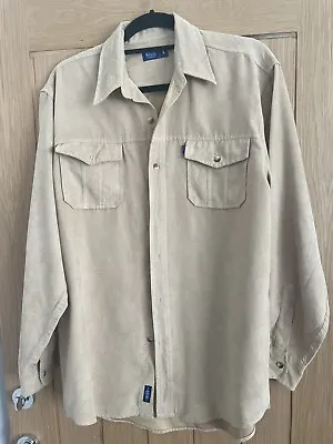 Burtons (NEW) Vintage Men Suede Look Long Sleeve Shirt Front Pockets (S) Sand • £5.50