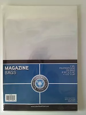 CSP Magazine Bags Protector 100ct NIP 8 3/4 X11 1/8  W/ 1 1/2  Flap • $6