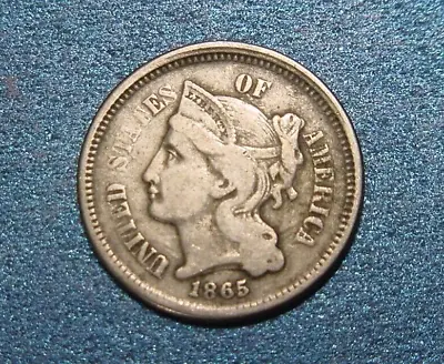 $14.50 • Buy 1865 Three Cent Nickel Piece 3C Civil War Date Choice US Type Coin Full Liberty