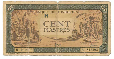 French Indo-china 1942 - 1945 100 Piastres Note P-73 • $15