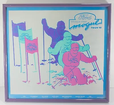 Mid-Century Pop Art Advertising Ford Skiing 1988 Mogul Tour Poster Pastel • $225