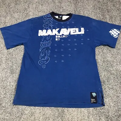 Makaveli Branded Shirt Mens L Blue Vintage Bandana Spell Out Tupac Shakur 5666 • $21.21