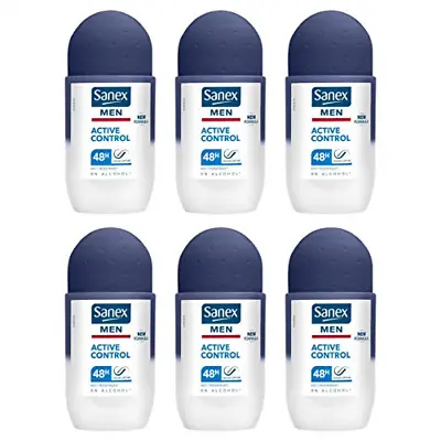 Sanex Men Active Control Antiperspirant Roll On Deodorant 50ml Pack Of 6 White • £11.98