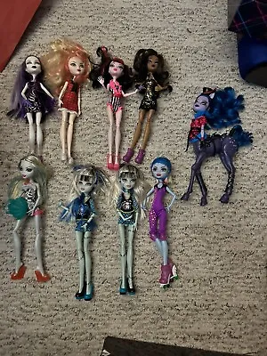 Monster High Doll Lot Of 9 With Some Accessories With Coffin Clothing Case • $80