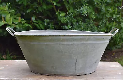 Large Old Vintage Galvanised Tin Bath Garden Planter 2 Foot Long Reclaimed Tank • £79.95