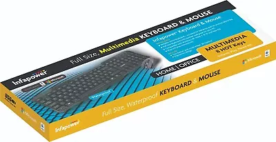 £8.25 • Buy Wired Waterproof Keyboard And Mouse Set Infapower X203 Combo For PC/Mac Laptop