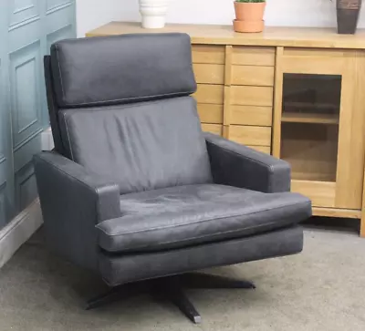 Collins & Hayes Miami-banks Swivel/rocker Chair In Senai Noir Leather. Rrp £1999 • £999