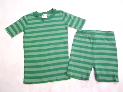 Hanna Andersson Organic Short John Pajamas Blue Stripes Size 130 (U.S. 10) EUC • $15.45