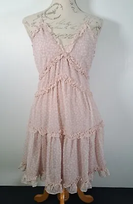 NA-KD Mini Dress Frill Tiered Blush Floral Sleeveless Strappy BNWT Womens Medium • £20