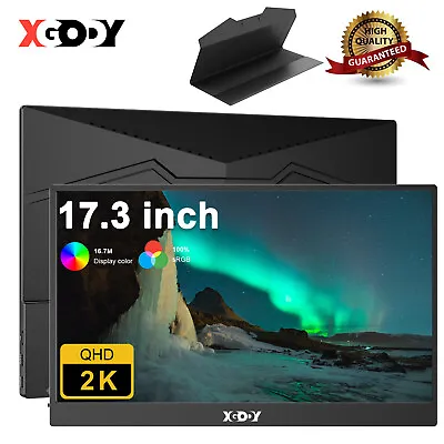 2K XGODY 17.3  Portable Monitor 1080P HDR HDMI 2560*1440P Screen For Laptop Mac • £135.99