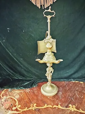Vintage /Antique 16  Bronze Whale Oil Lamp With Figure Base • $99