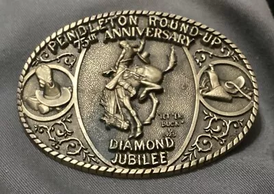 Pendleton Round Up Brass Belt Buckle Diamond Jubilee Ltd Edition #58 1985  L@@K • $50