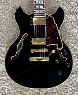 D'Angelico Excel Mini DC Semi-Hollow Body Electric Guitar Black DAEMINIDCSBKGS • $1399.95