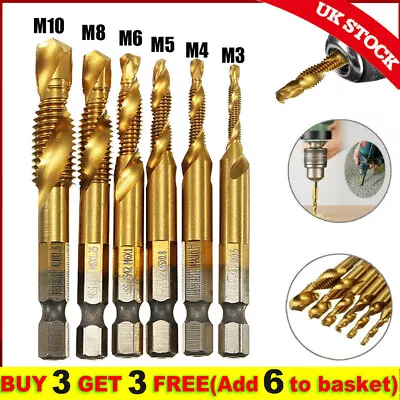 £3.79 • Buy M3-M10 Drill Spiral Tap Bits HSS 1/4'' Hex Shank Metric Thread Cutter Set Kit