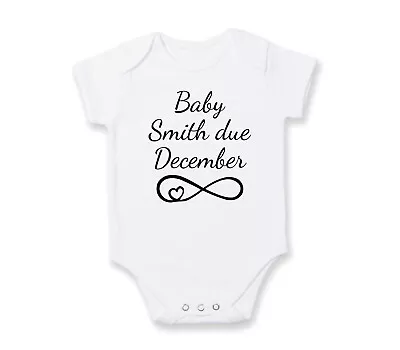 £6.97 • Buy Personalised Short Sleeve Baby Vest Name Heart Bodysuit Reveal Announcement D4