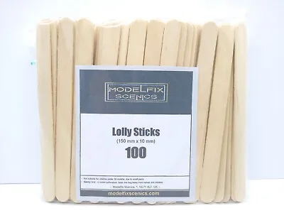 Modelfix Scenics 100 Long Wooden Lolly Sticks 150mm X 10mm For Model Making • £6.39