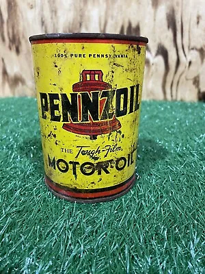 Vintage  Pennzoil Tough-Film Motor Oil 1 Quart Oil Can Tin 100% Pennsylvania Oil • $39.99