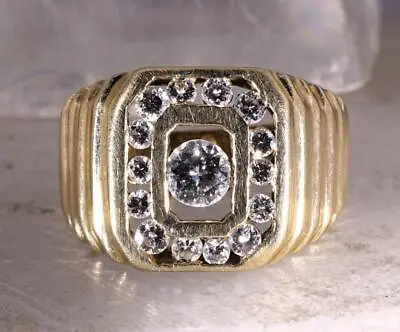 Chanel Set Diamond Cluster Men's Ring 14K Yellow Gold .72 CTW Size 9 • $1095