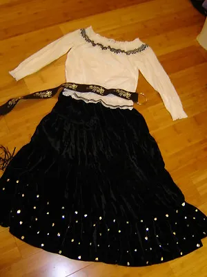 $49.50 • Buy Circus Gypsy Pirate Renaissance Wench Costume White Blouse Black Skirt Belt M