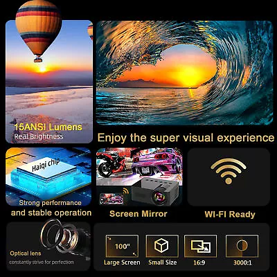 Wireless Mini Projector 3D LED WiFi Video Movie Home Theater Cinema M • $33.24