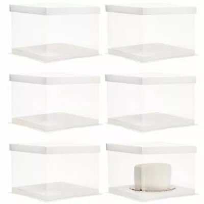 6 Pack Clear Cake Boxes With Lids 8.6  X 8.6  X 6.3  For Display Pastries • $22.99