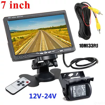 HD 7  TFT LCD Rear View Monitor + 18 IR LEDs Backup Camera For Truck Bus Van Kit • $54.99