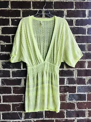 Victoria's Secret Lime & Silver Linen Plunge Kaftan Swim Cover Up Dress Size XS • $19.99