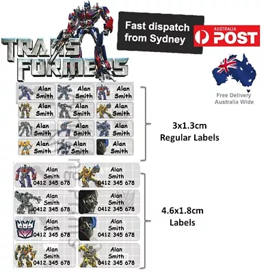 $4.59 • Buy Transformers Personalised Name Labels Vinyl School Book Vinyl Kids Waterproof 