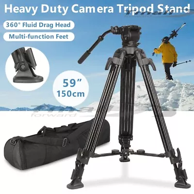 59 /150cm Heavy Duty Video Tripod Stand Camera DV Camcorder 360° Fluid Drag Head • $166.99