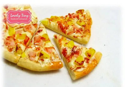 Barbi Dollhouse Miniature Food Mini Pizza Hawaiian Pie Tiny Slices Lot 👻🧲 8pc • $11.97