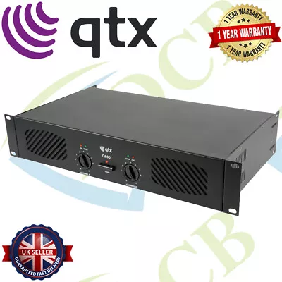 QTX Q600 Stereo Power Amplifier 600W Speaker Sound System DJ 2 X 300W • £154.95