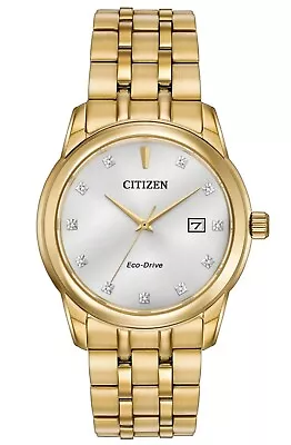 Citizen Eco-Drive Men's Diamond Accents Gold-Tone Bracelet 39mm Watch BM7342-50A • $99