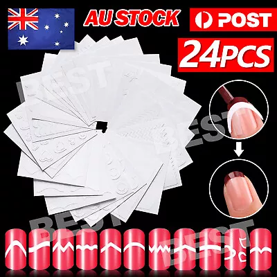 $3.95 • Buy French Manicure Nail Art Tips Form Fringe Guides Sticker DIY Stencil 24PC/PACK