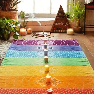 Chakra Rainbow Meditation Reiki Yoga Wall/Door Hanging BlanketThrow 5 Styles UK • £10.99