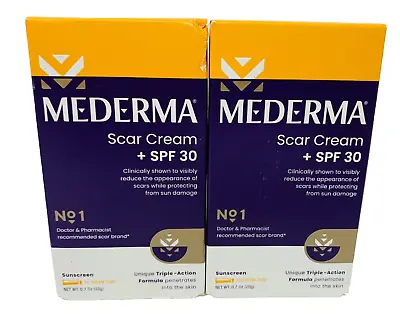 MEDERMA Scar Cream + SPF 30 Sunscreen (0.7oz./20g) New; LOT OF 2 • $16.48