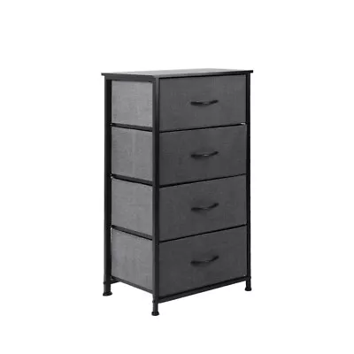 Storage Cabinet Tower Chest Of Drawers Dresser Tallboy 4 Drawer Dark Grey Levede • $176.76