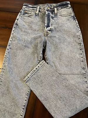 H&M &Denim Mom Jeans Women Sz 0 Ultra High Waist Button Fly Acid Wash Denim Jean • $21.99