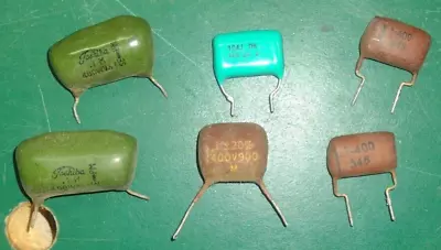 LOT Of 6- .1 Mfd 400 Volt. Toshiba Mylar And Other Capacitors Used And Untested. • $3.99