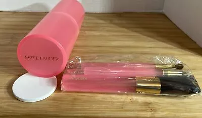 Estée Lauder Makeup Brush Set W Pink Handles + Storage Container Vintage Unused • $24.99