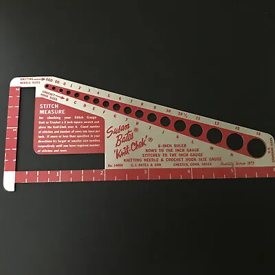 Vintage Susan Bates Knit-Check 5 In 1 Metal Gauge Knitting Needle Stitch Measure • $9.90