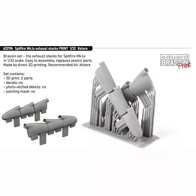 1:32 Spitfire Mk.Ia Exhaust Stacks Brassin PRINT For Kotare 632196 Eduard • £7.75