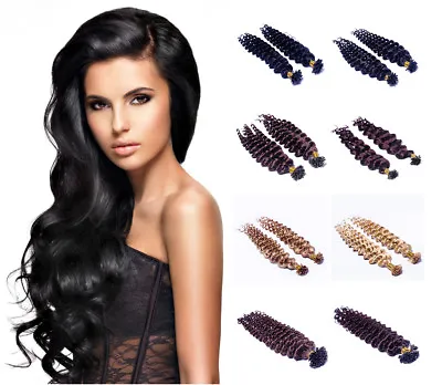 22  Real Remy Human Hair Extensions Deep Curly Nail U-tip Keratin 100s 1g/s 100g • $49.31