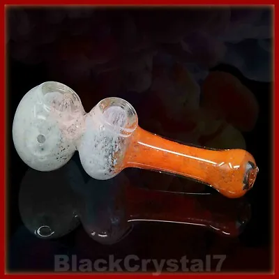 5 Inch Handmade Double Bowl White Orange Tobacco Smoking Bowl Glass Pipes - US • $18.99