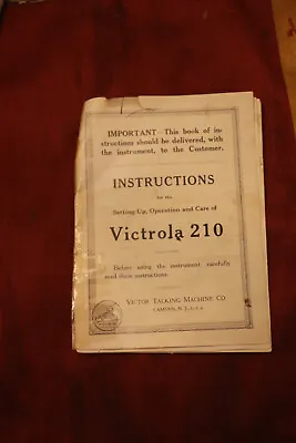 Victor Victrola Crank Windup Talking Machine VV-210 Operating Guide Part Piece • $5