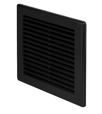 Black Air Vent Grille With Fly Screen / Flat Ventilation Cover / Louvre Duct • £8.99