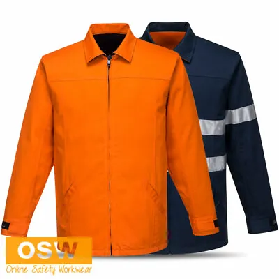 Hi Vis ORANGE 100% Cotton Drill REVERSIBLE Day/Night Work Outdoor Jacket MJ288 • $114.60