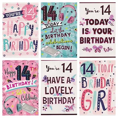 Girl's 14th Birthday Card ~ 14 Today ~ Various Designs • £1.79