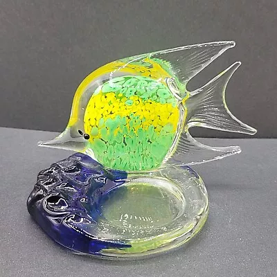 Murano Art Glass Paperweight Votive Tea Light Candle Holder Angel Fish Tropical  • $24