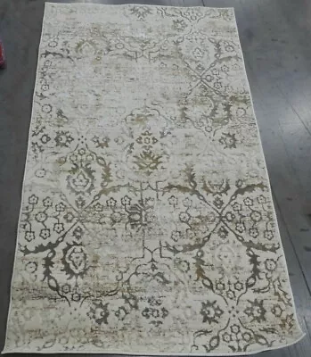 GREY / CREAM 3' X 5' Stained Rug Reduced Price 1172610165 ATF237C-3 • $39